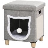 Cat cave, cat house, incl. play ball, washable cushion, 35.5 cm x 35.5 cm x 42.5 cm