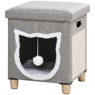 Cat cave, cat house, incl. play ball, washable cushion, 35.5 cm x 35.5 cm x 42.5 cm