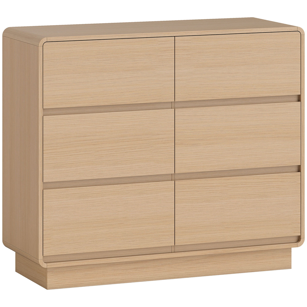 100 cm sideboard, buffet cabinet with 6 drawers, dresser for kitchen, living room, dining room, natural wood