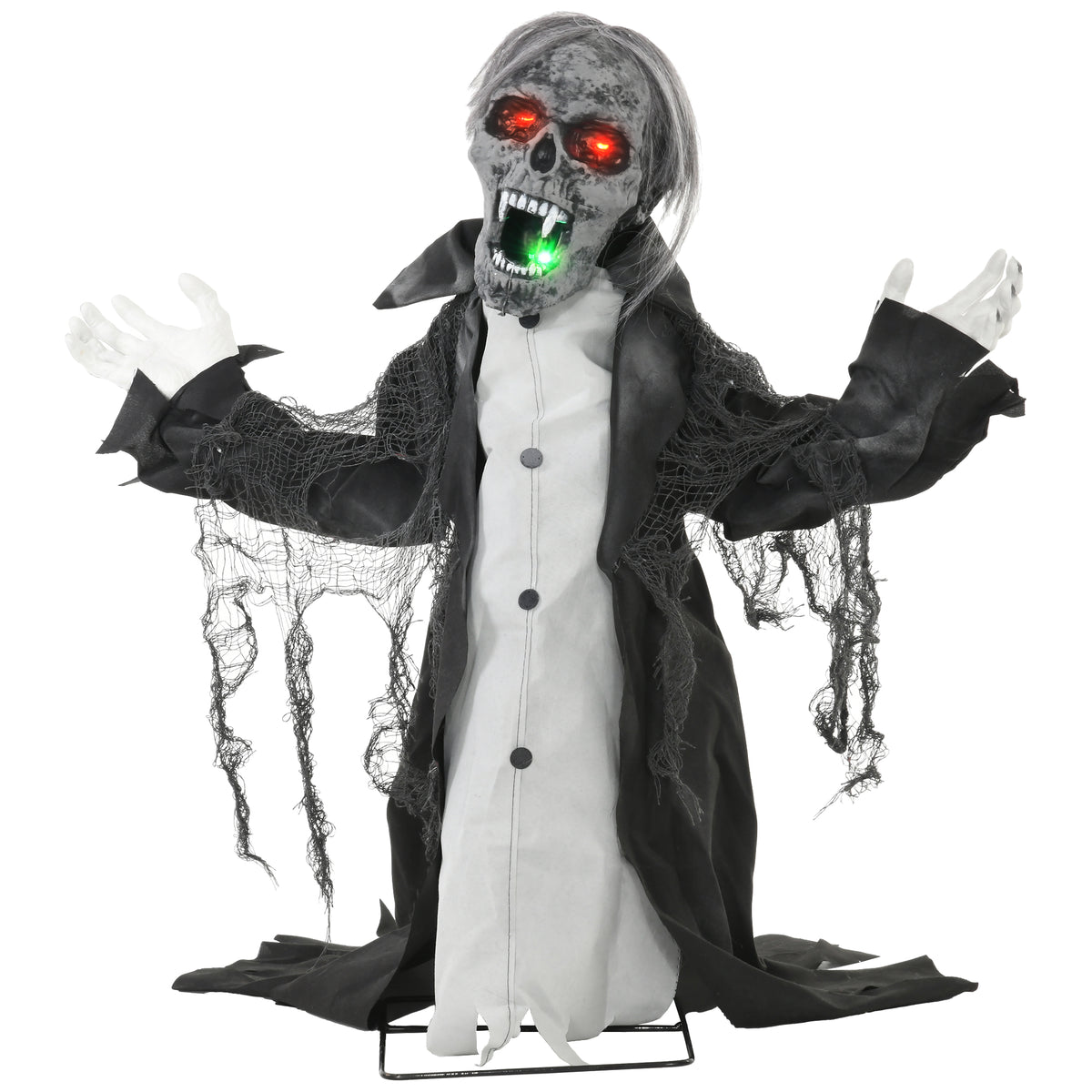 Halloween decoration, skeleton/zombie, posable, motion sensor, LEDs & sounds, 75 cm