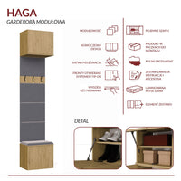 Garderobe Kleiderpaneel HAGA 1W EICHE ARTISAN – Produktabbildung 5