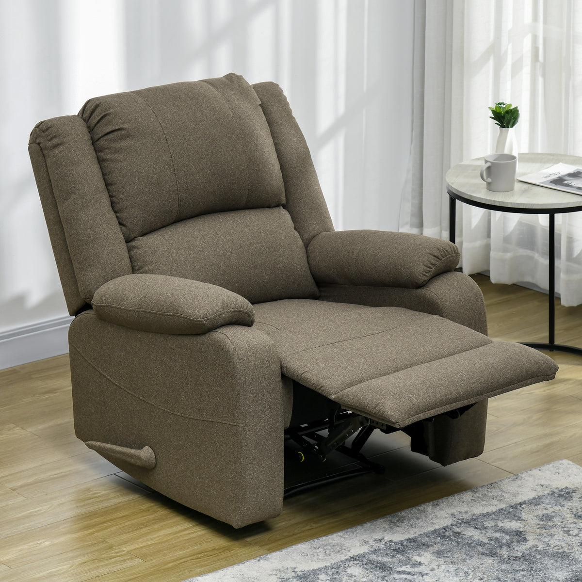 Recliner chair, reclining function and footrest, adjustable, up to 150 kg, steel frame, 90 x 96 x 98 cm, brown (2)
