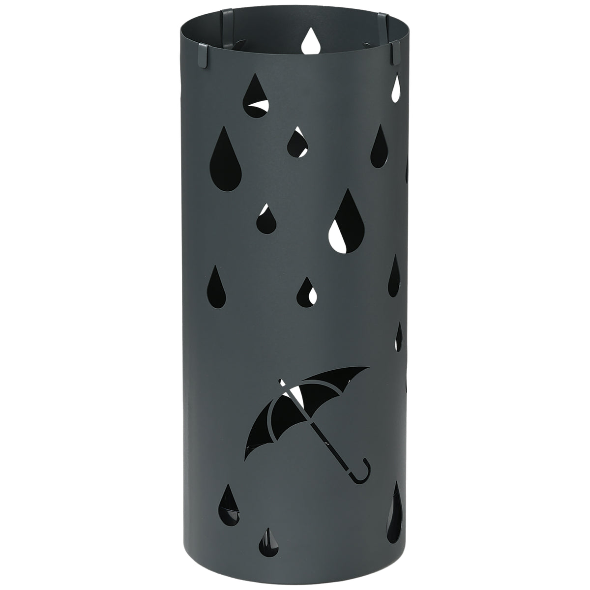 Umbrella stand, steel, columnar shape, removable base tray, Ø17 x 41H cm, grey