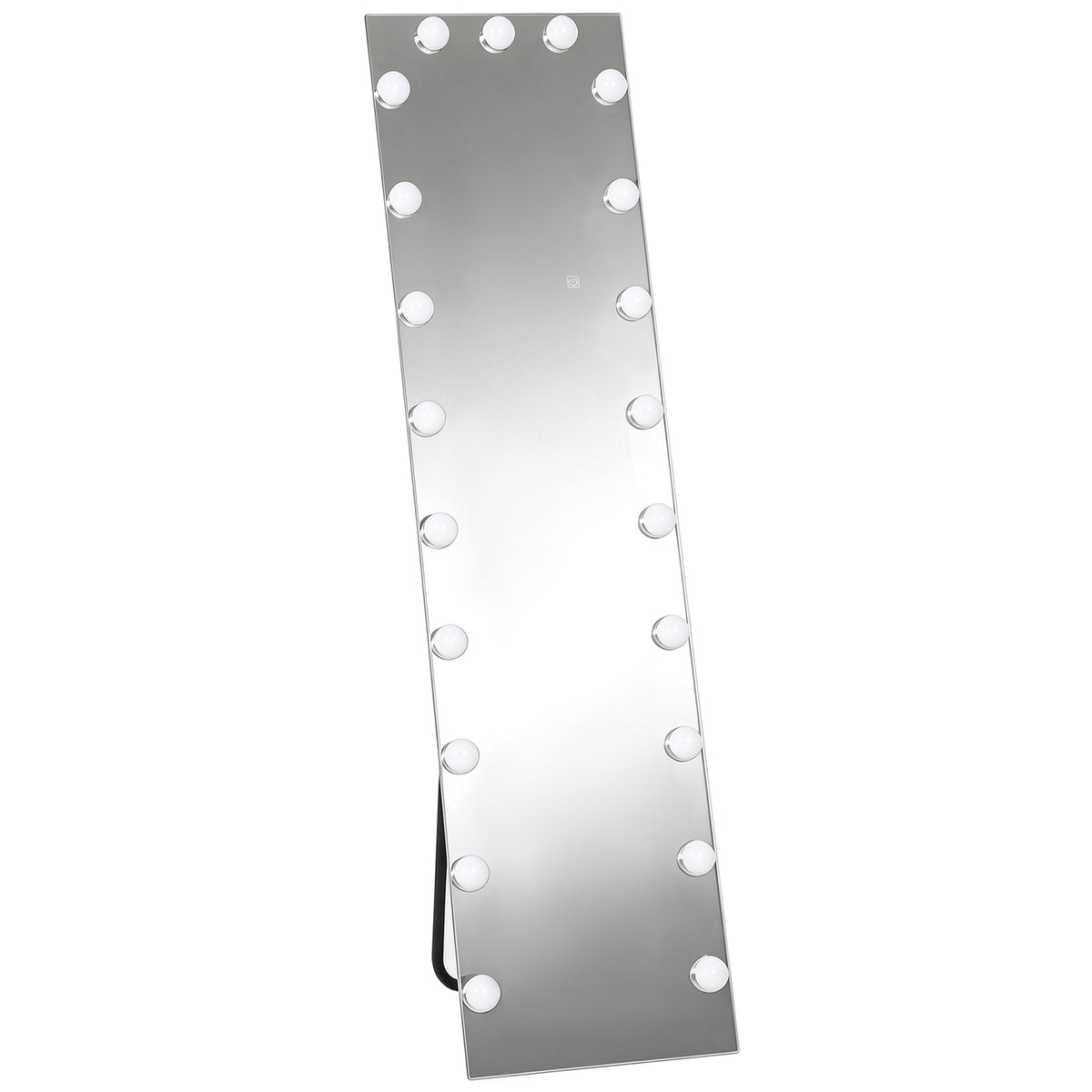 Full-length mirror 150x40 cm RGB LED standing mirror with 21 bulbs, 7 light colors, touch switch, and memory