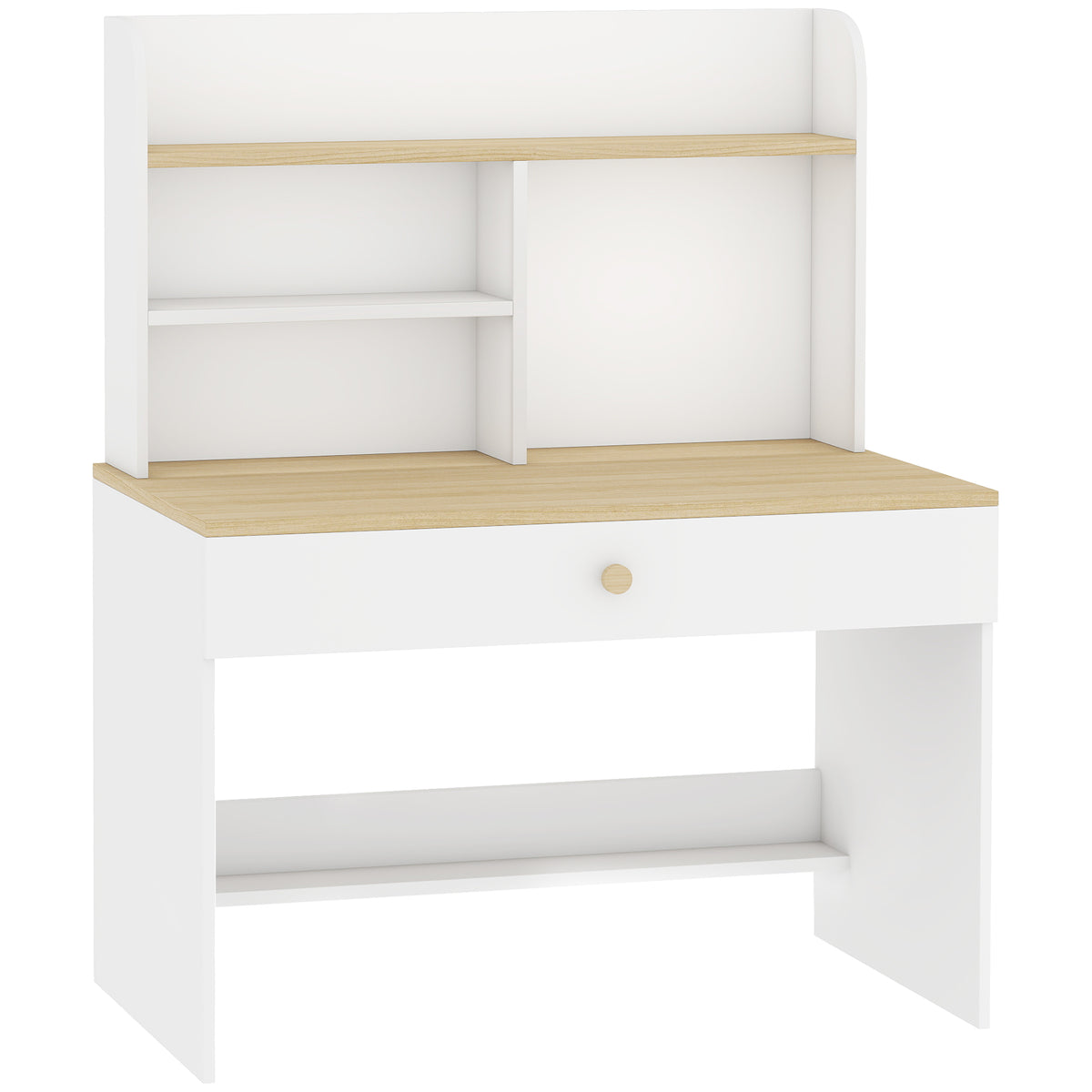 Children's desk, kids' desk with drawer, bookshelf, and storage for children aged 3-8, 80 x 50 x 100 cm, white