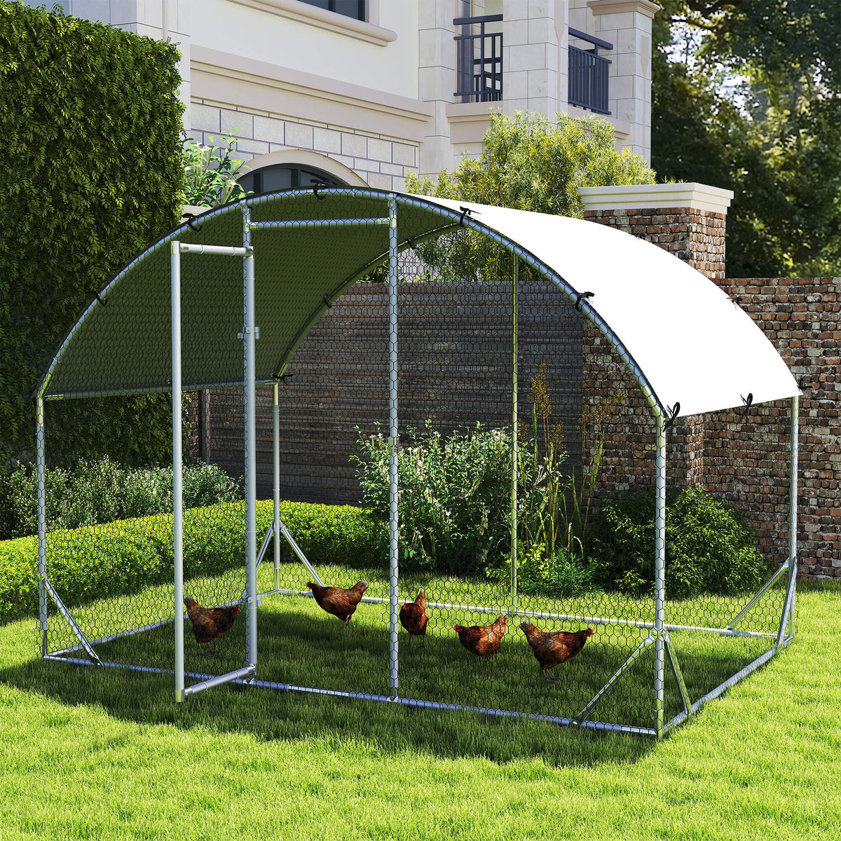 Enclosure for small animals, outdoor run for chickens, rabbits, ducks, stable construction, steel and Oxford (2)