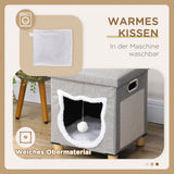 Cat cave, cat house, incl. play ball, washable cushion, 35.5 cm x 35.5 cm x 42.5 cm (6)