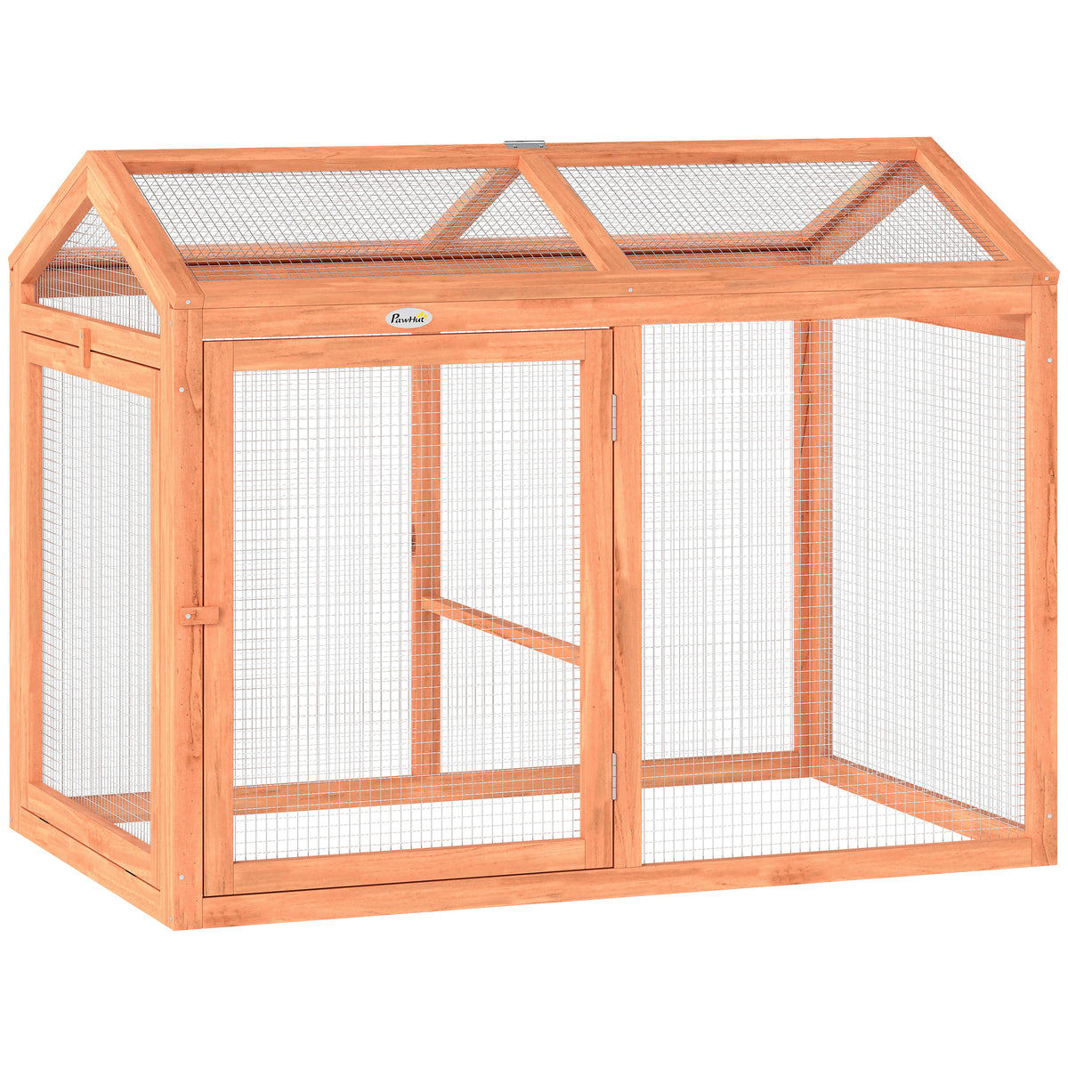 Chicken coop with outdoor run, perch, and double doors, made of wood and metal, for 2 chickens, 104 x 70.5 x 84
