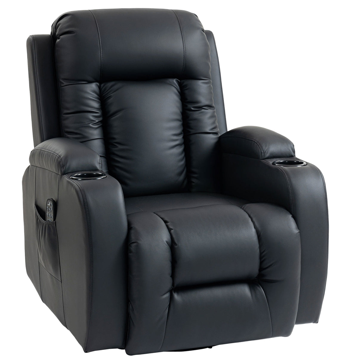 Massage chair with rocking, reclining & heating function, 3 modes, swivel, black