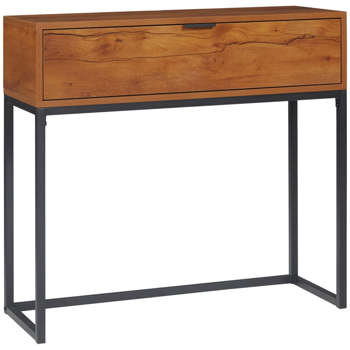 Industrial design console table, side table, sideboard, 1 drawer, brown + black