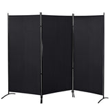 Room divider, 3-panel privacy screen, room separator with metal frame, black