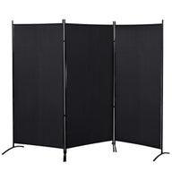 Room divider, 3-panel privacy screen, room separator with metal frame, black