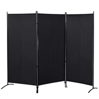 Room divider, 3-panel privacy screen, room separator with metal frame, black