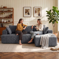 3-seater L-shaped corner sofa with ottoman, convertible chenille cloud sleeper sofa with pocket spring (8)