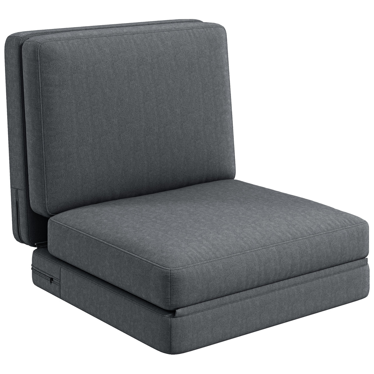 Foldable floor chair with cushion, convertible upholstered sofa, living room, guest room, office, 75 x 268 x 18