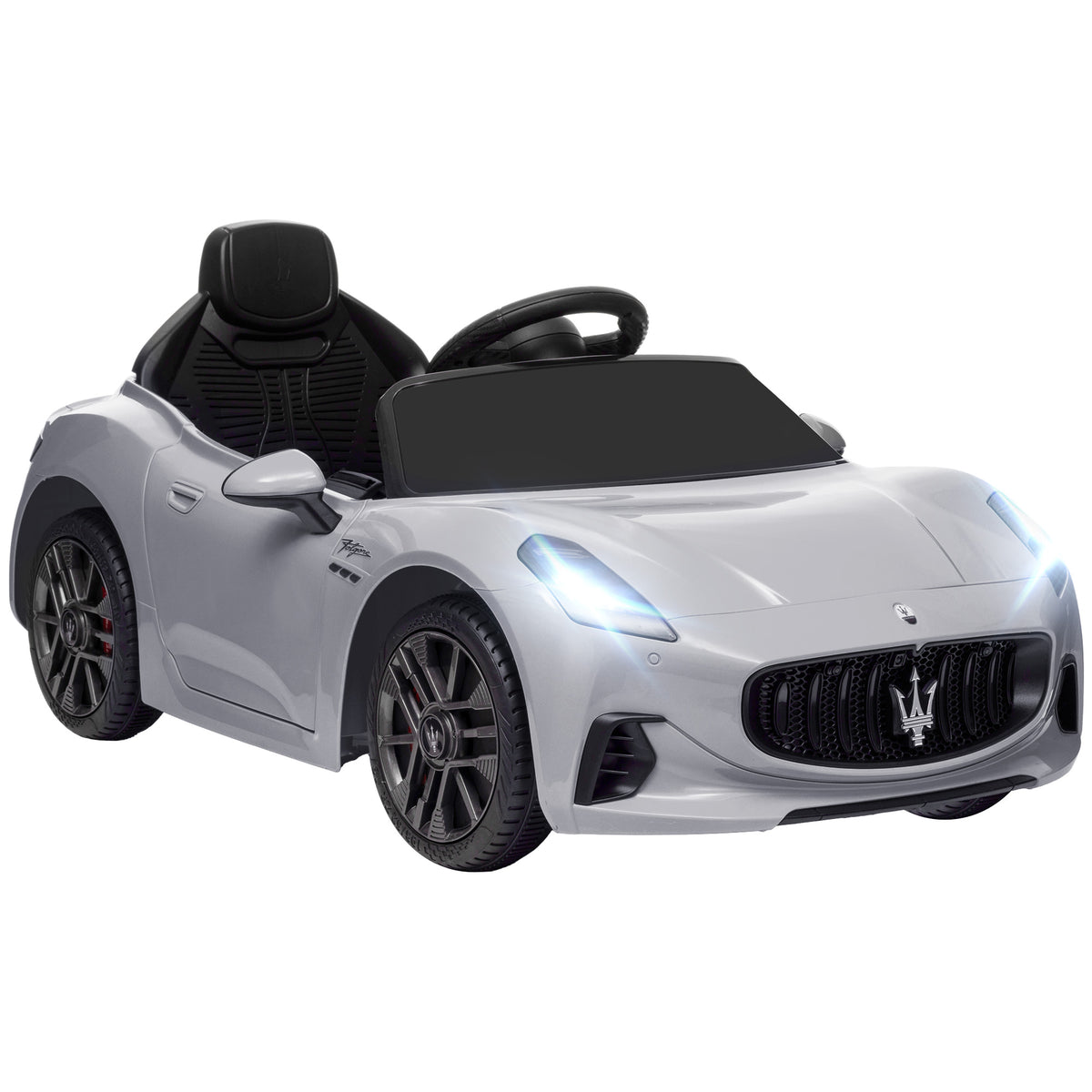 12V Kids' Electric Car, Children's Vehicle with LED Lights, Music, Horn, for Children Aged 3-5, Gray