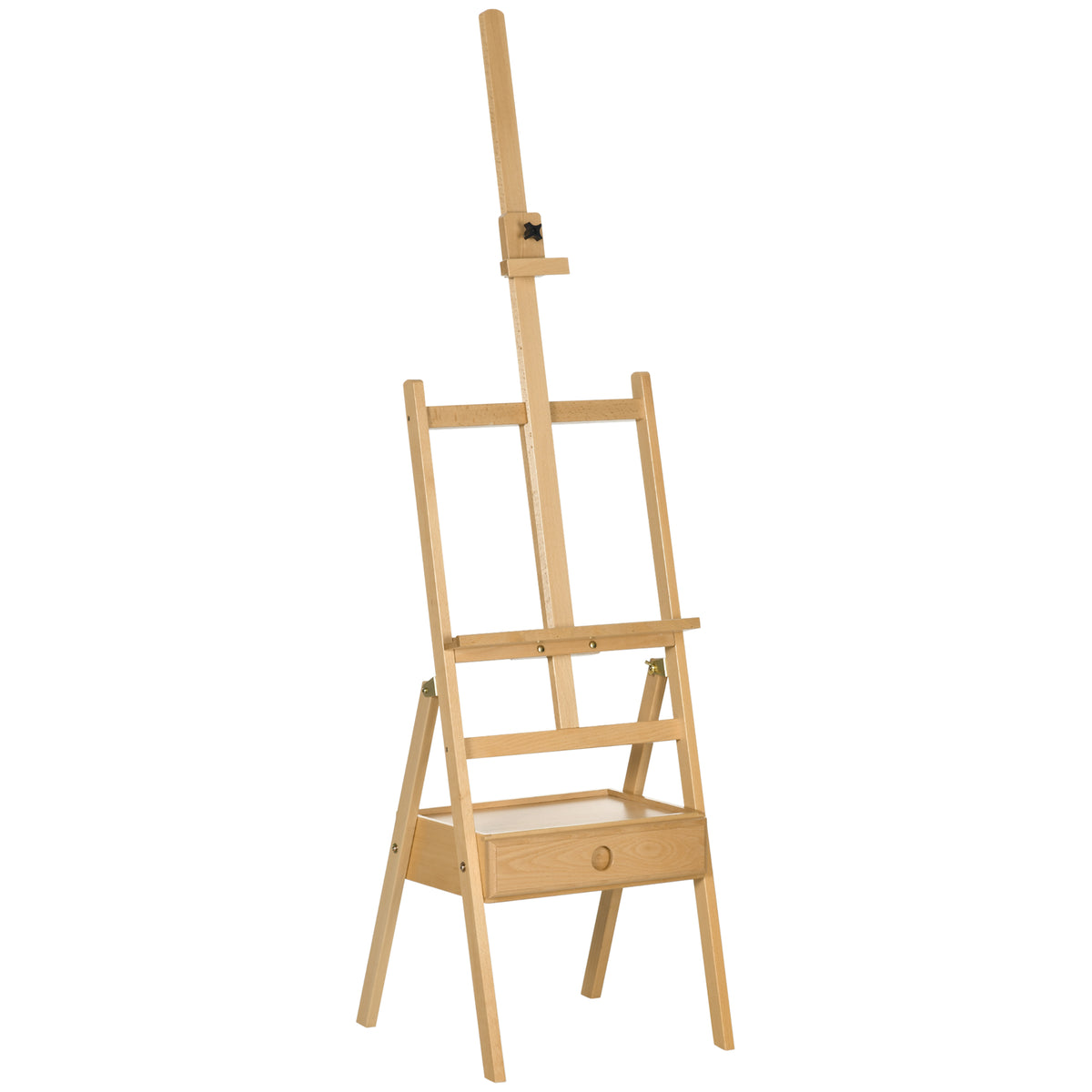 Easel, artist easel, height-adjustable, 1 drawer, natural + black