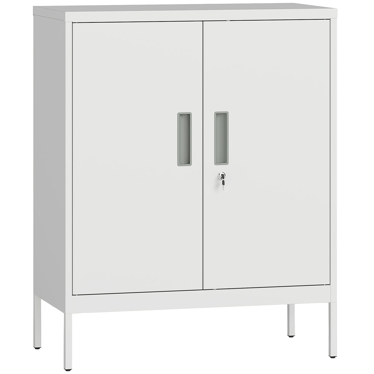 Lockable steel cabinet with 2 doors, office cabinet, adjustable shelves, for home office, living room, garage