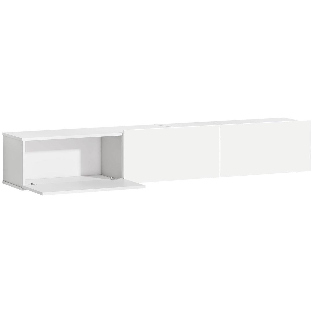Floating TV cabinet, wall-mounted, 3 drawers, plenty of storage, 180 cm, white