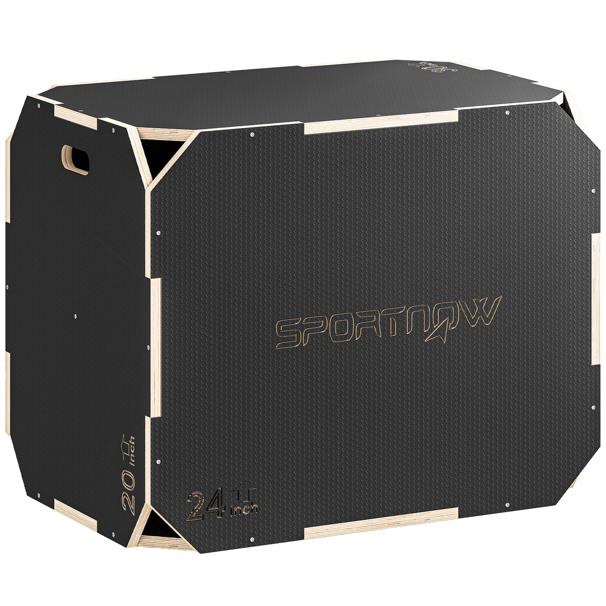 3-in-1 Plyo Box, jump box with handle cutouts, for home fitness and outdoor workouts, 3 jump heights, wood