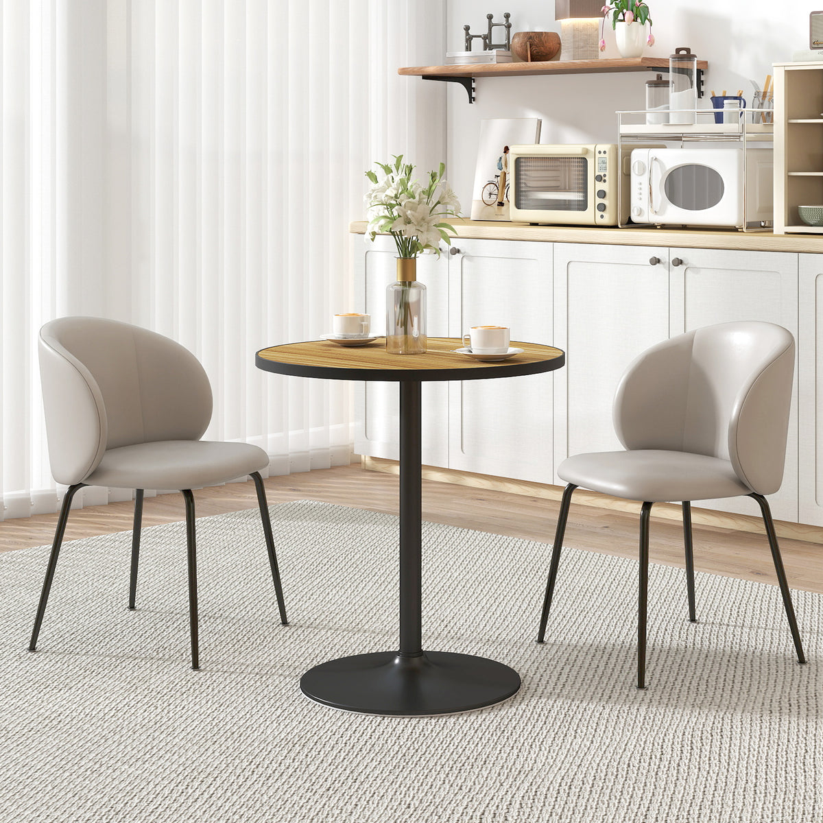 Round dining table, oak look, compact design, for 2-4 people, oak (2)