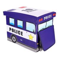 Spielzeugbox mit Sitzhocker – Polizeiauto – Produktabbildung 2
