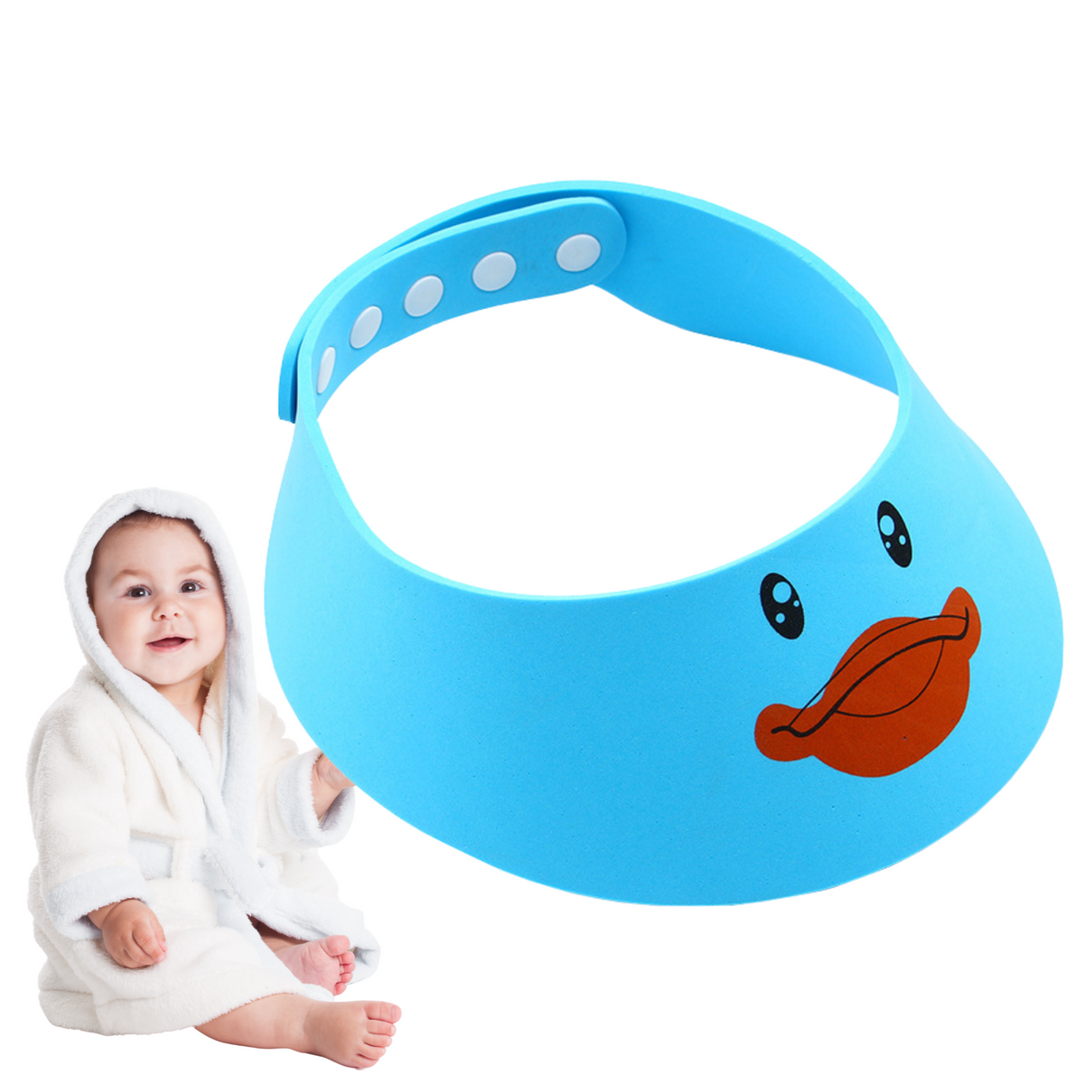 Baby-Duschhaube/Badevisier – hellblau, „Ente“