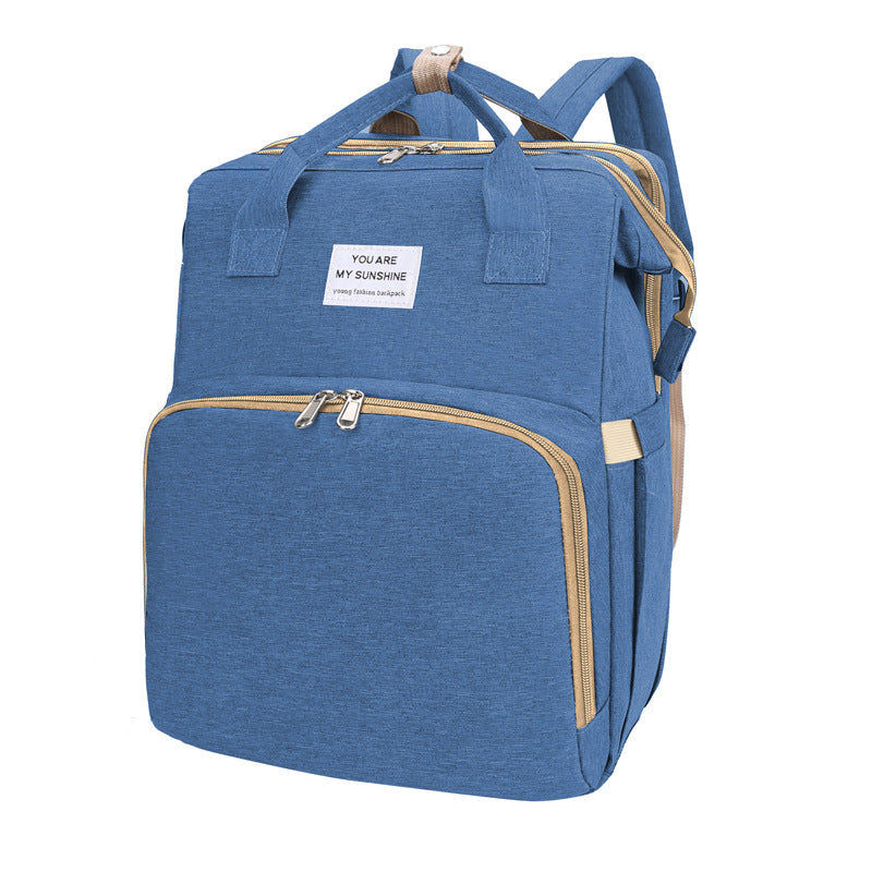 Multifunktionaler Rucksack / Tasche für Mütter mit Schlaffunktion - blau