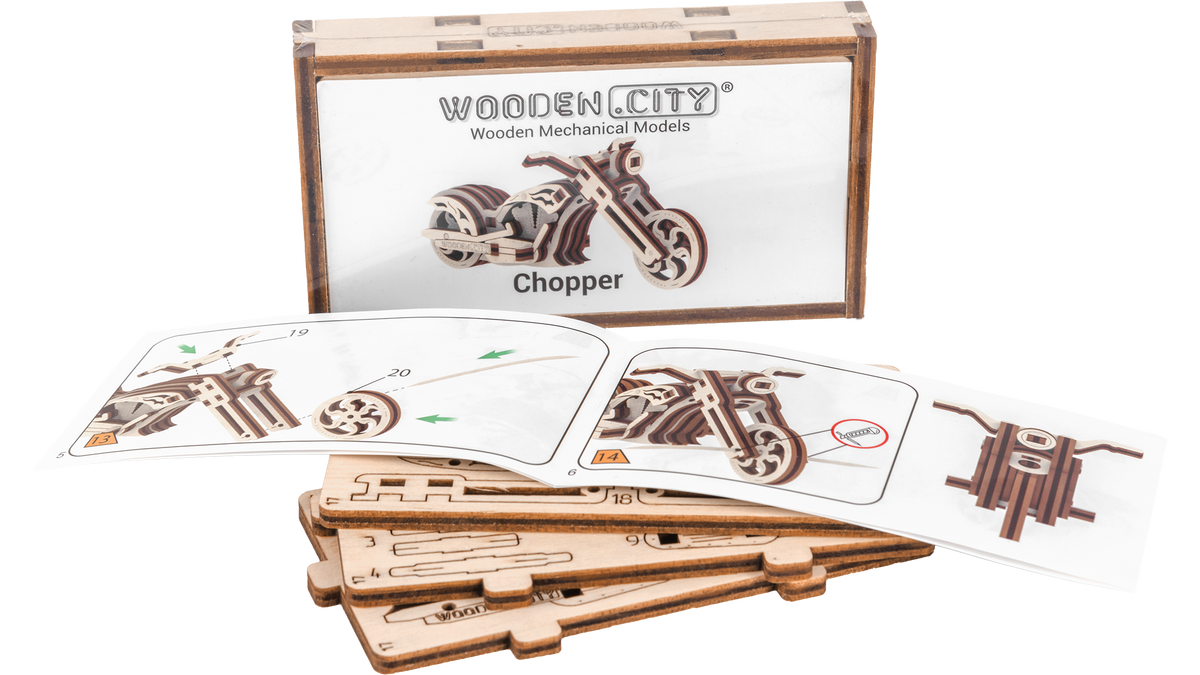 Holz-3D-Puzzle – Chopper-Motorrad – Produktabbildung 2