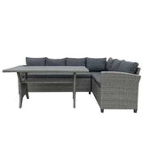 Gartenmöbel-Set Komplettset für die Terrasse Ecklounge Polyrattan + Tisch – Produktabbildung 4