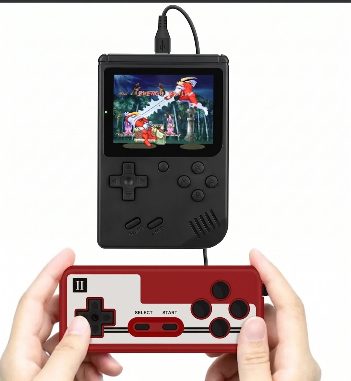 Mini-Handheld-Konsole SUP 400 Spiele – schwarz (für zwei Spieler)