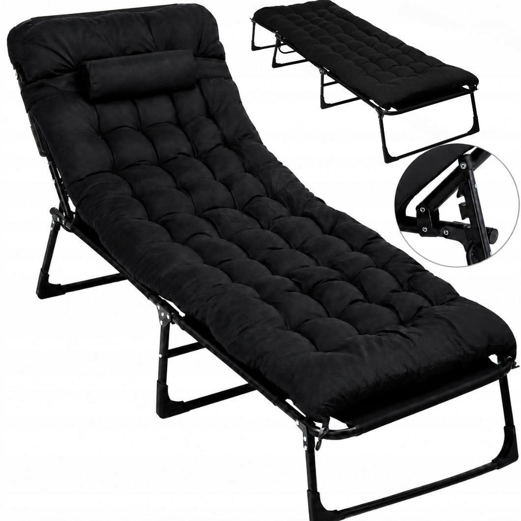 Klappbares Touristenbett BUSINESS, Feldbett, Premium-Campingbett - Schwarz