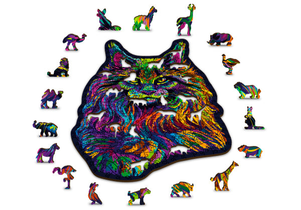 Holzpuzzle mit Figuren – Regenbogenkatze L, 274 Teile – Produktabbildung 2
