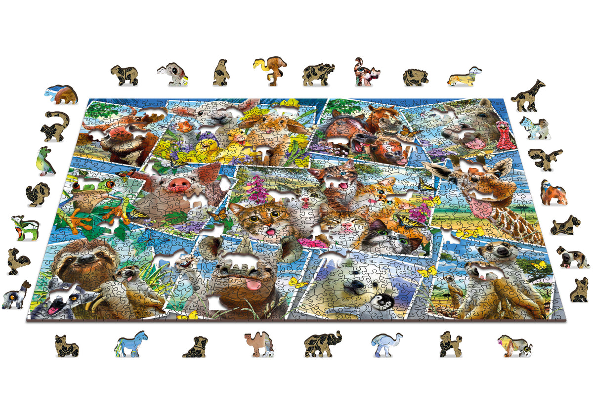 ooden-Puzzle mit Figuren – Postkarten mit Tieren, 1010 Teile – Produktabbildung 2