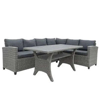 Gartenmöbel-Set Komplettset für die Terrasse Ecklounge Polyrattan + Tisch – Produktabbildung 3