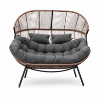 Modernes Gartensofa / Doppel-Kuschelsessel in Cocoon-Form – Naturbraun & Graphit