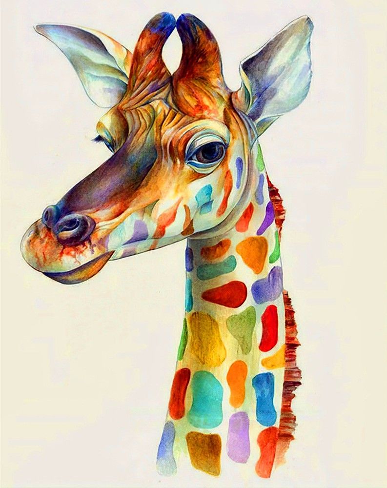 Diamantstickerei / 5D-Bild / Diamantmosaik / Diamond Painting - bunte Giraffe, Größe 40x50 cm – Produktabbildung 2