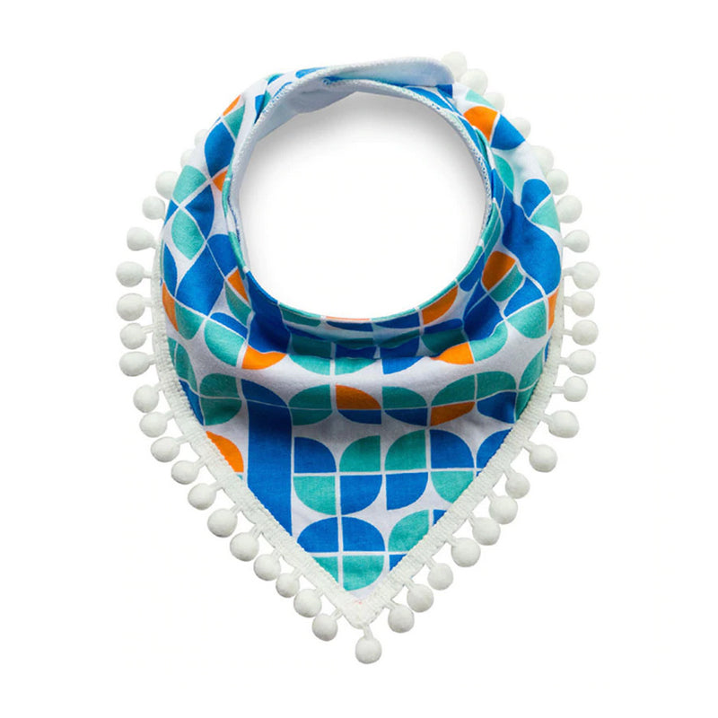Babyhalstuch mit Pompons – blau und grün – Produktabbildung 2