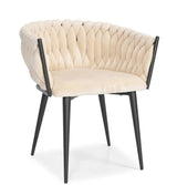 Beiger Samt-Glamour-Sessel – schwarze Beine, modernes Webdesign