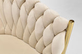 Samtstuhl GLAMOUR – BEIGE, goldene Beine, geflochten, modern – Produktabbildung 8