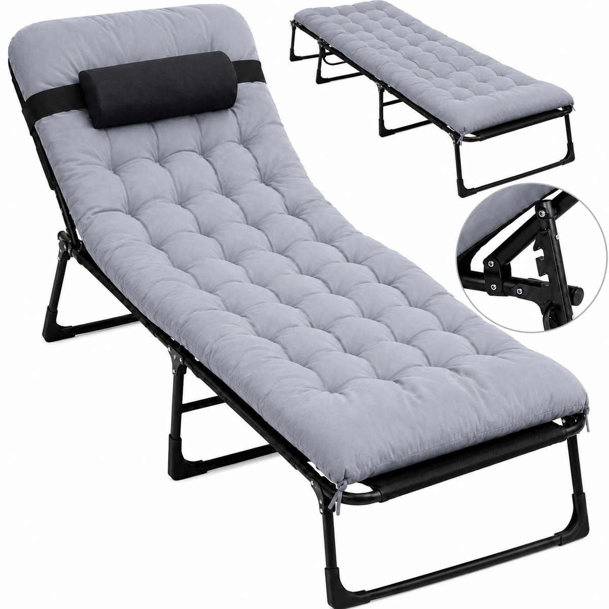 Klappbares Touristenbett BUSINESS, Feldbett, Premium-Campingbett - Schwarz