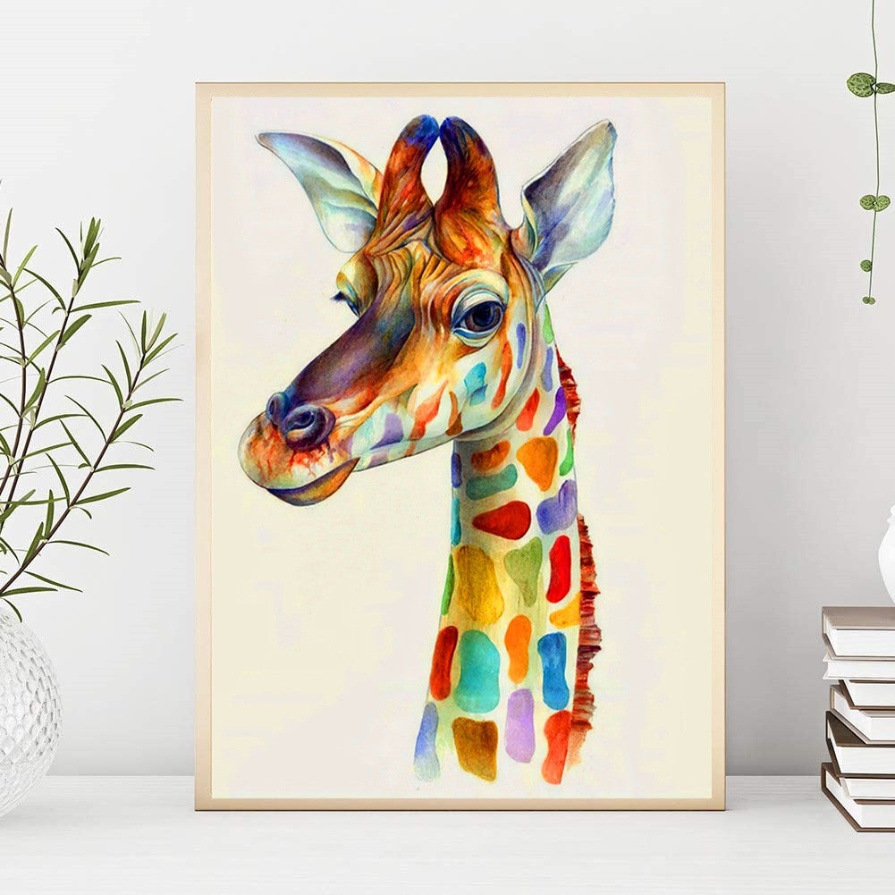 Diamantstickerei / 5D-Bild / Diamantmosaik / Diamond Painting - bunte Giraffe, Größe 40x50 cm