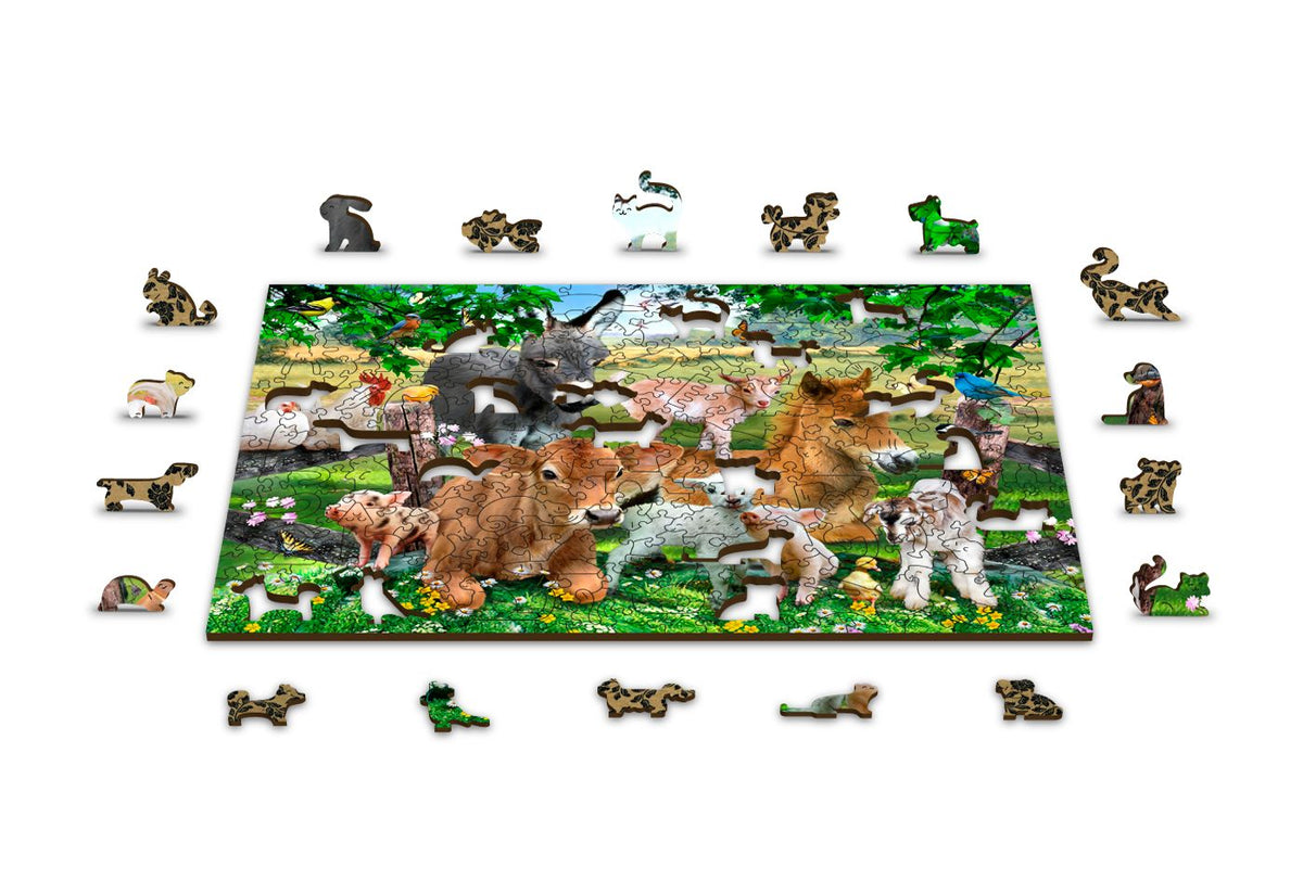 Holzpuzzle mit Figuren – Kleinkinder auf dem Bauernhof M 200 Elemente