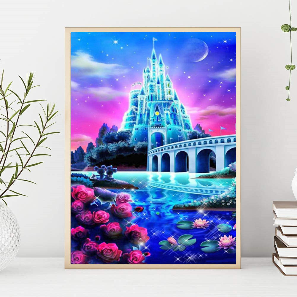 Diamond-Stickerei / 5D-Bild / Diamantmosaik / Diamond Painting – Traumschloss, Größe 40x50 cm