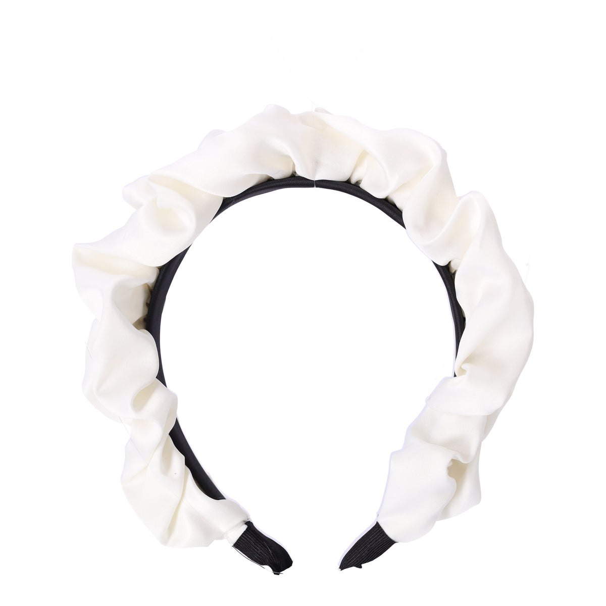 Satin-Haarreif – weiß mit Perlen – Produktabbildung 2