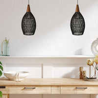 Rustikale Rattan-Pendelleuchte – 25cm (schwarze Farbe) – Produktabbildung 2