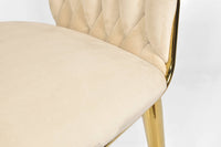 Samtstuhl GLAMOUR – BEIGE, goldene Beine, geflochten, modern – Produktabbildung 5