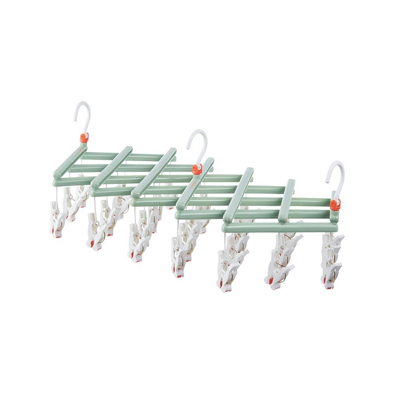 Praktischer faltbarer Kleiderbügel mit Clips, 29 Clips, grün