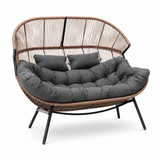 Modernes Gartensofa / Doppel-Kuschelsessel in Cocoon-Form – Naturbraun & Graphit – Produktabbildung 2