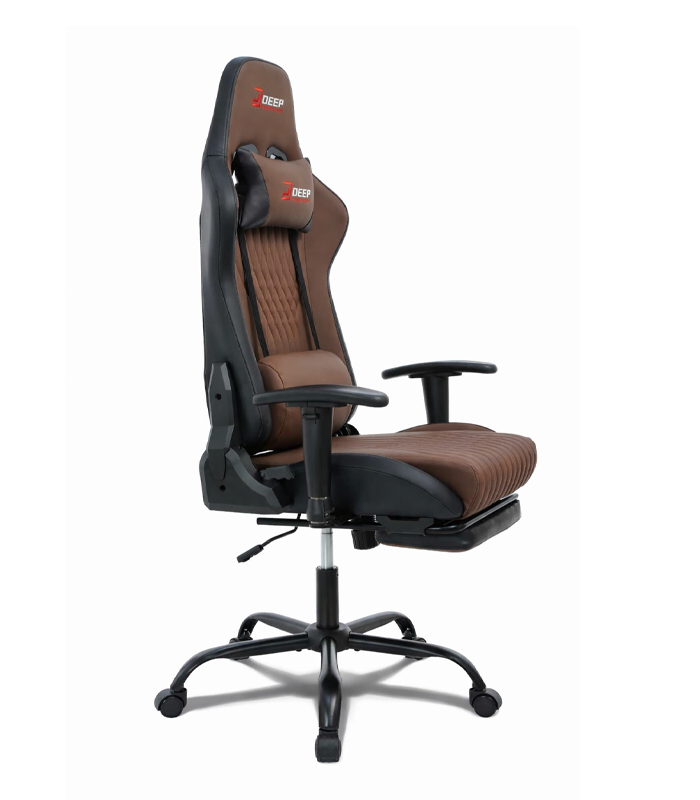 Ergonomischer brauner Gaming-Stuhl mit Fußstütze und Höhenverstellung – Gaming-Stuhl für Büro und Zimmer – Produktabbildung 2